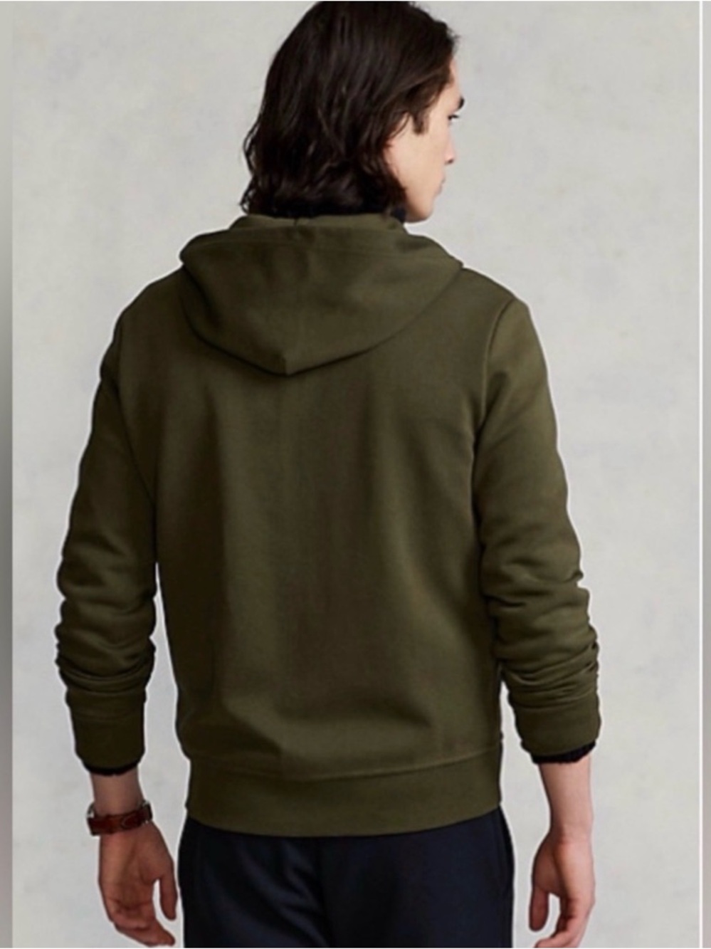 Polo Ralph Lauren Men's Large Double Knit Full Zip Hoodie Olive Green - Picture 2 of 6